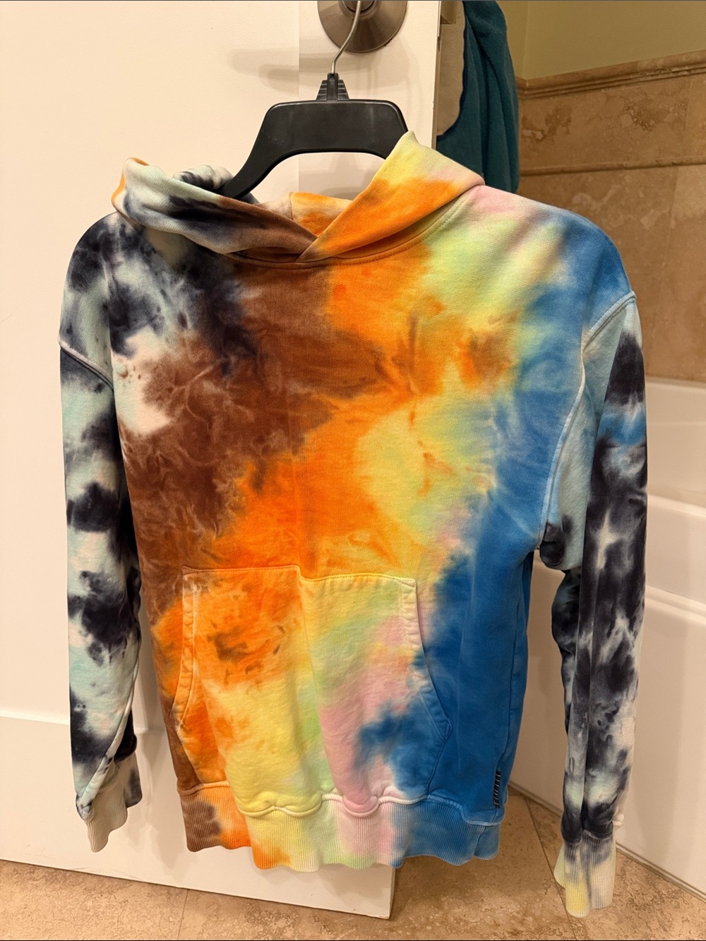 Molo Tie-Dye Hoodie in Orange, Blue, Brown & Black